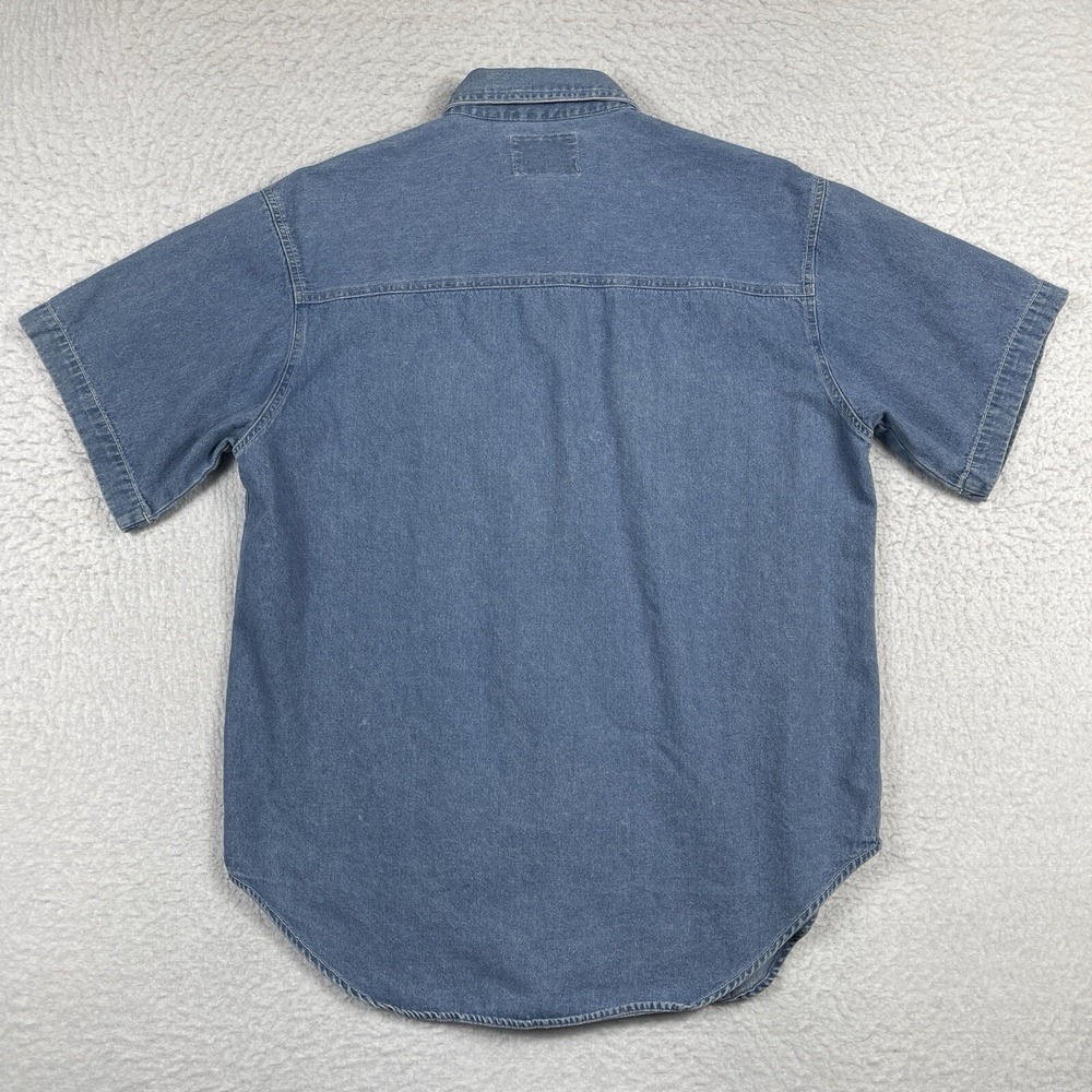 Quizz Again Denim Shirt Womens Medium Blue Embroidered‎ 90s Safari Animals - Picture 2 of 13